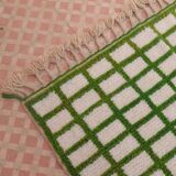 Moroccan Berber rug with reverse checkered pattern in green