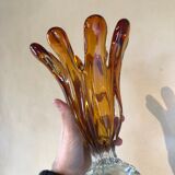 Chalice vase in amber glass