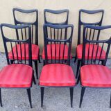 6 black lacquered chairs from the 1950