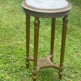 harness or small side table Louis XVI style, marble top - H 77 cm
