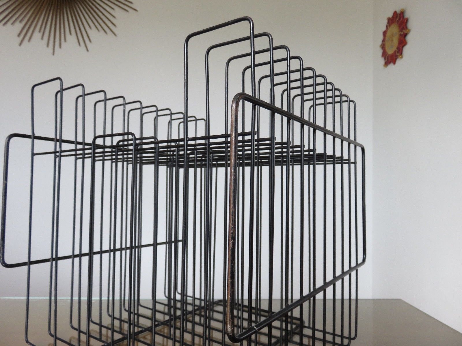 Vinyl rack in black painted metal  1960s