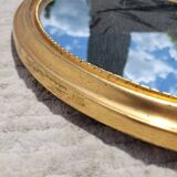 Ancien miroir ovale doré et frise 40x53cm