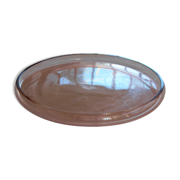 Plateau en verre rose
