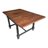 Table de ferme pieds torsadés 2 rabats