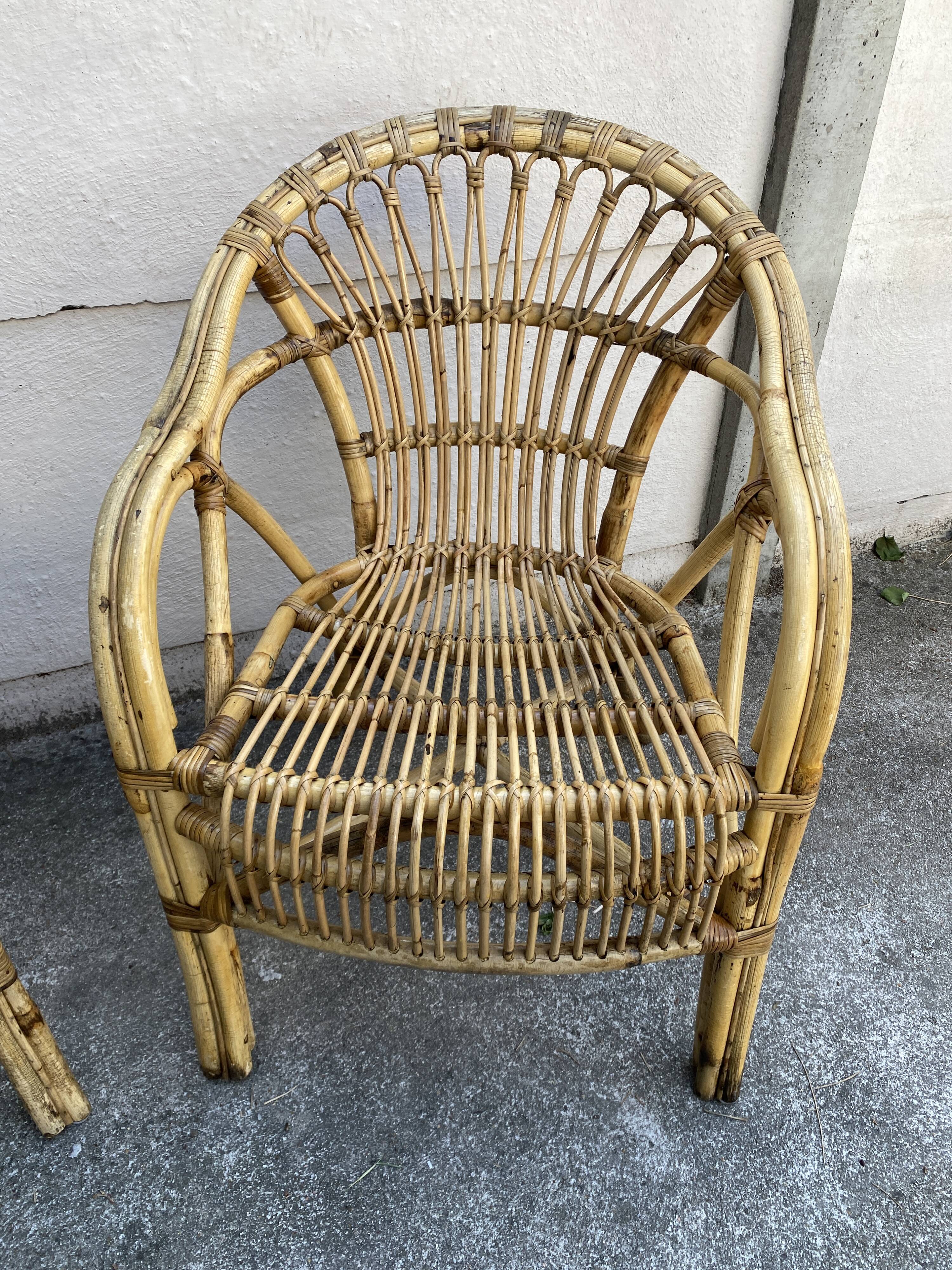 Paire de fauteuils en rotin