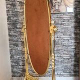 Vintage horse mirror in patinated steel with golden brass effect 1980