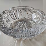 Ashtray/empty vintage pocket in cut bohemian crystal. decorated with diamond tips, braces