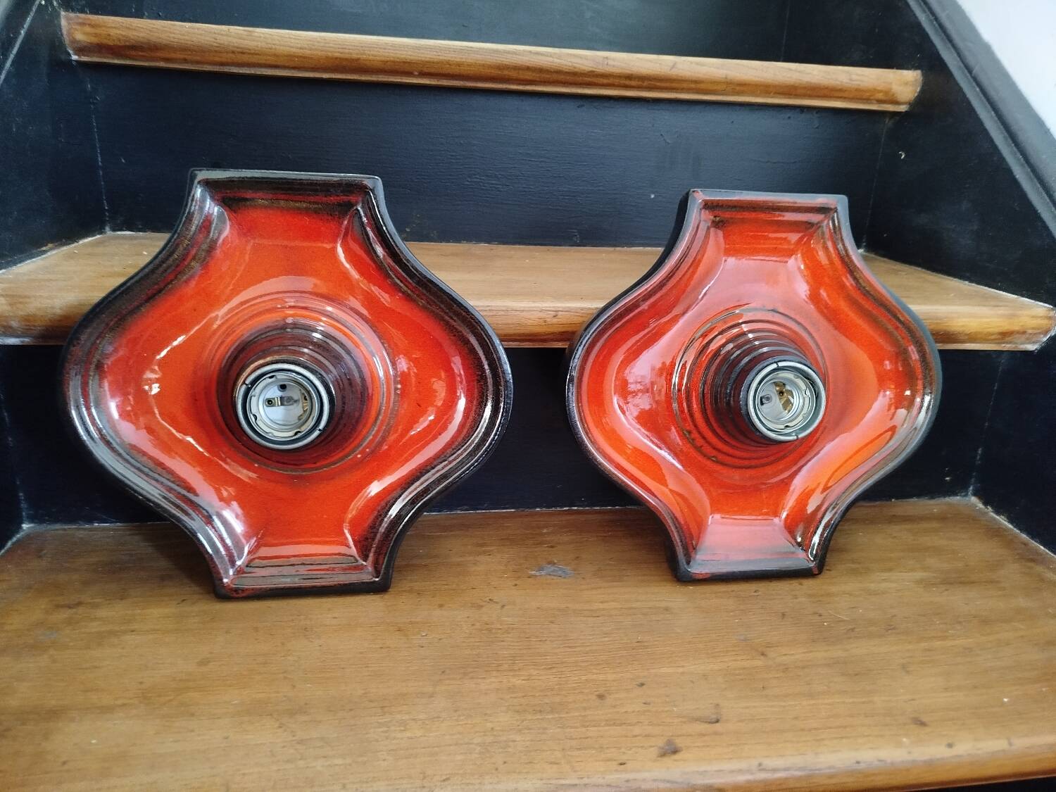 Pair of Fat Lava Ceramic Wall Lights by Hustadt Leuchten, 1970s