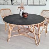1960s tripod rattan dining table