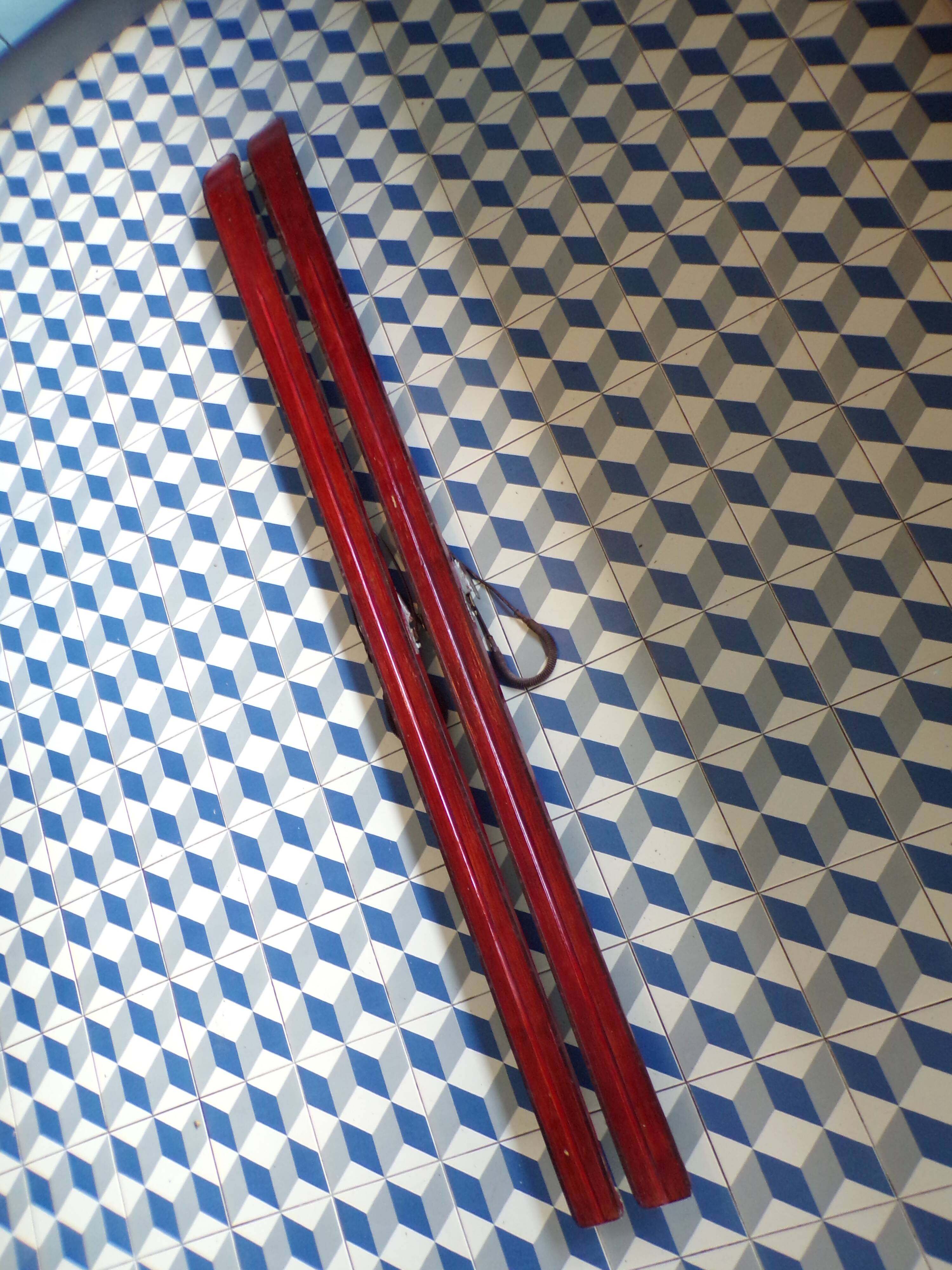 Pair of antique wooden skis