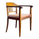 Swiss Art Deco Wood Armchair with Brown Leather Seat, 1930s