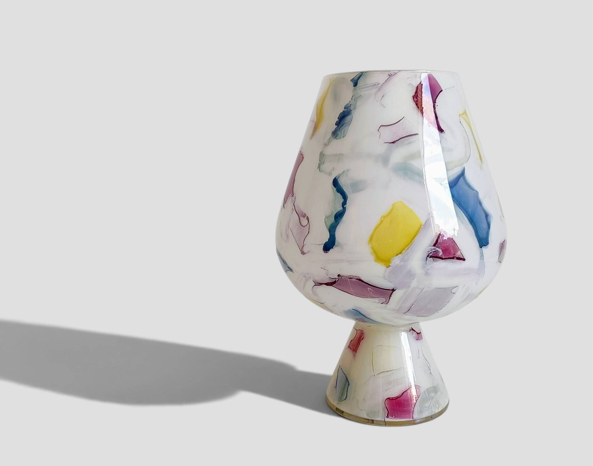 Postmodern Italian Murano Art Glass Chalice, Abstract Decoration, 1980s