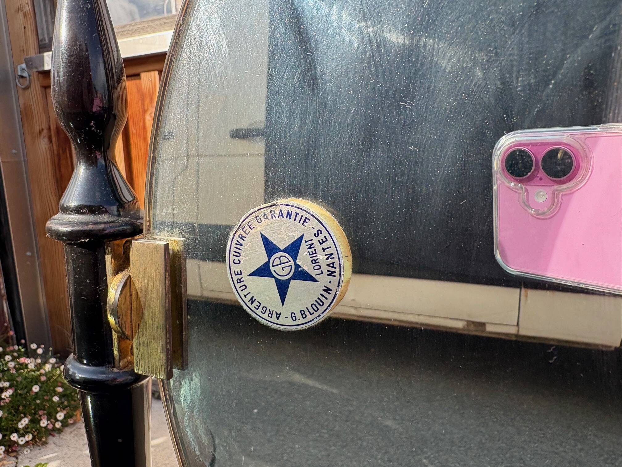 Vintage 1960s triptych hairdresser in mahogany – signed G. Blouin Nantes