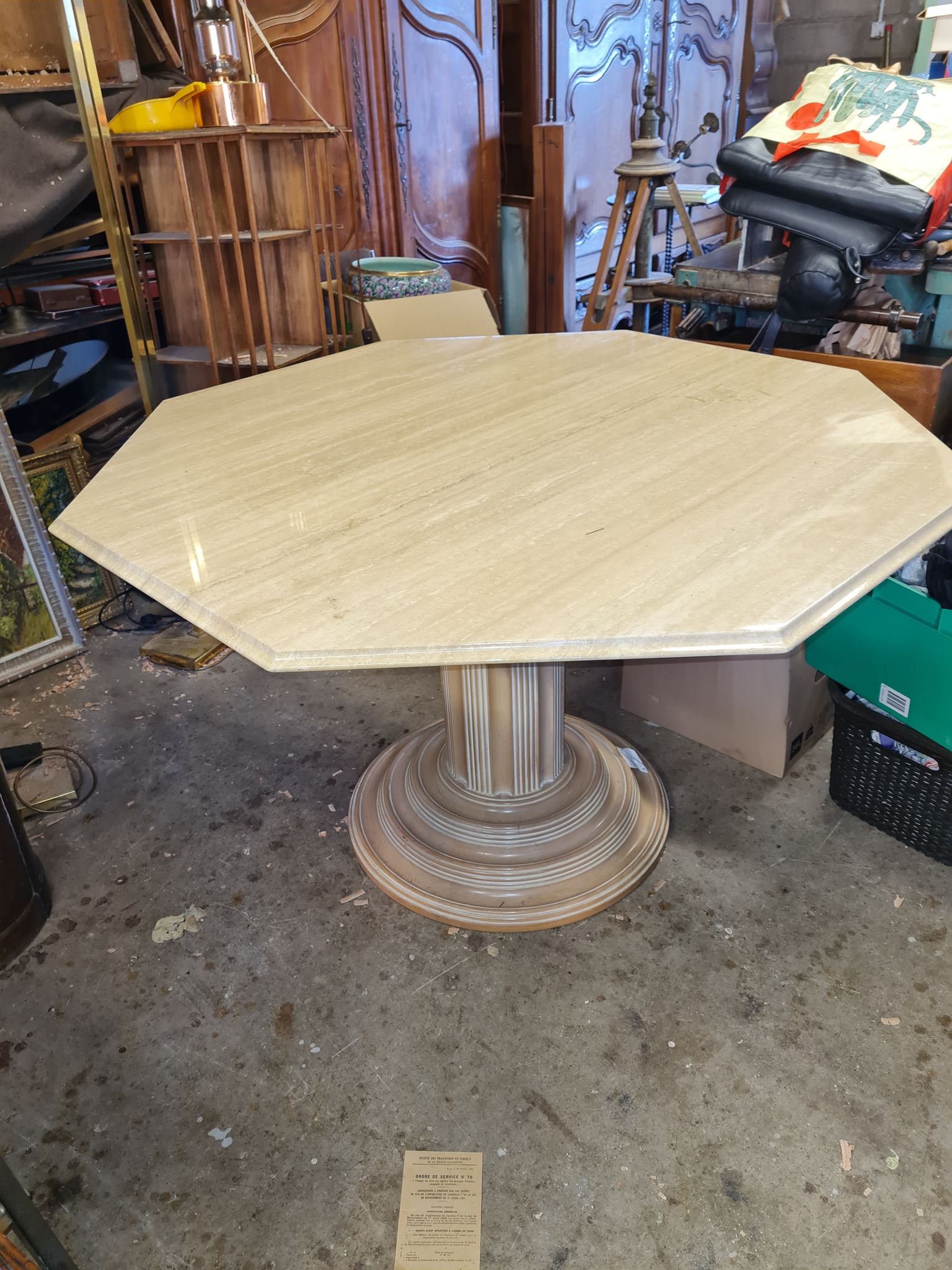 Table de salle a manger plateau en marbre
