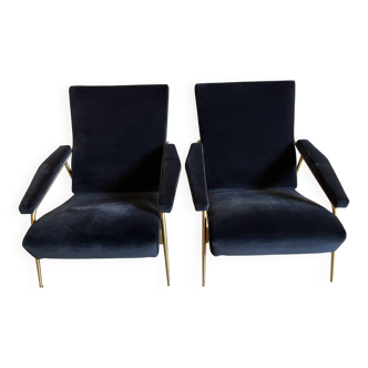 Fauteuil D153.1 Gio Ponti Molteni -- W6281 Navy Blue - Velours
