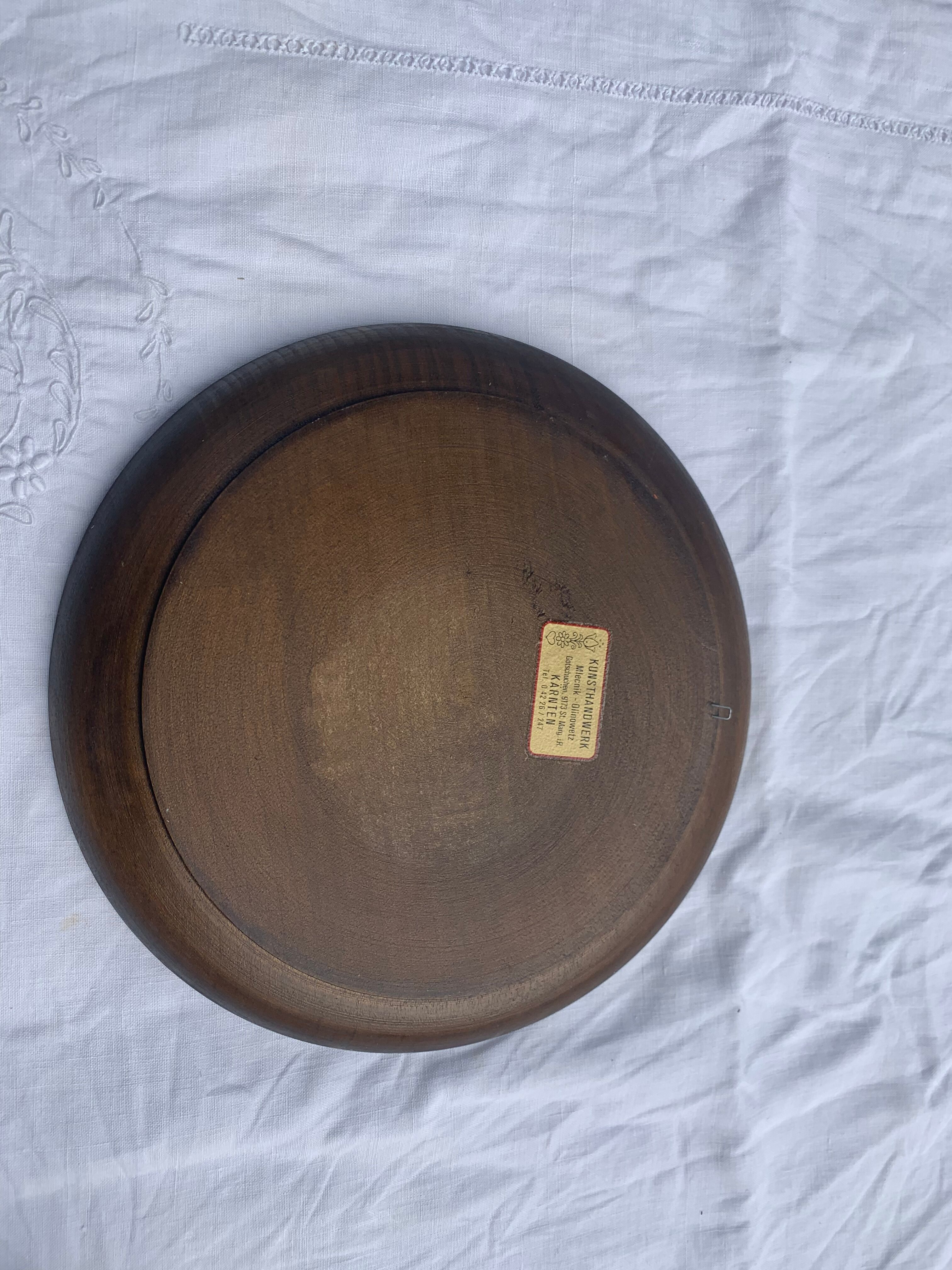 Hand-painted wooden plate from vintage karnten Austria