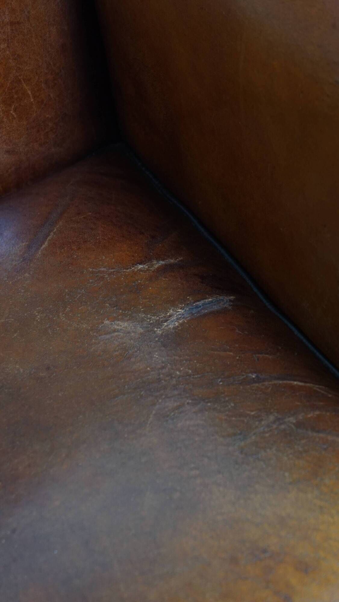 Set of 2 Vintage Sheepskin Leather Design Chairs