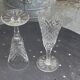 6 champagne flutes in glass and transparent crystal, antique chiseled