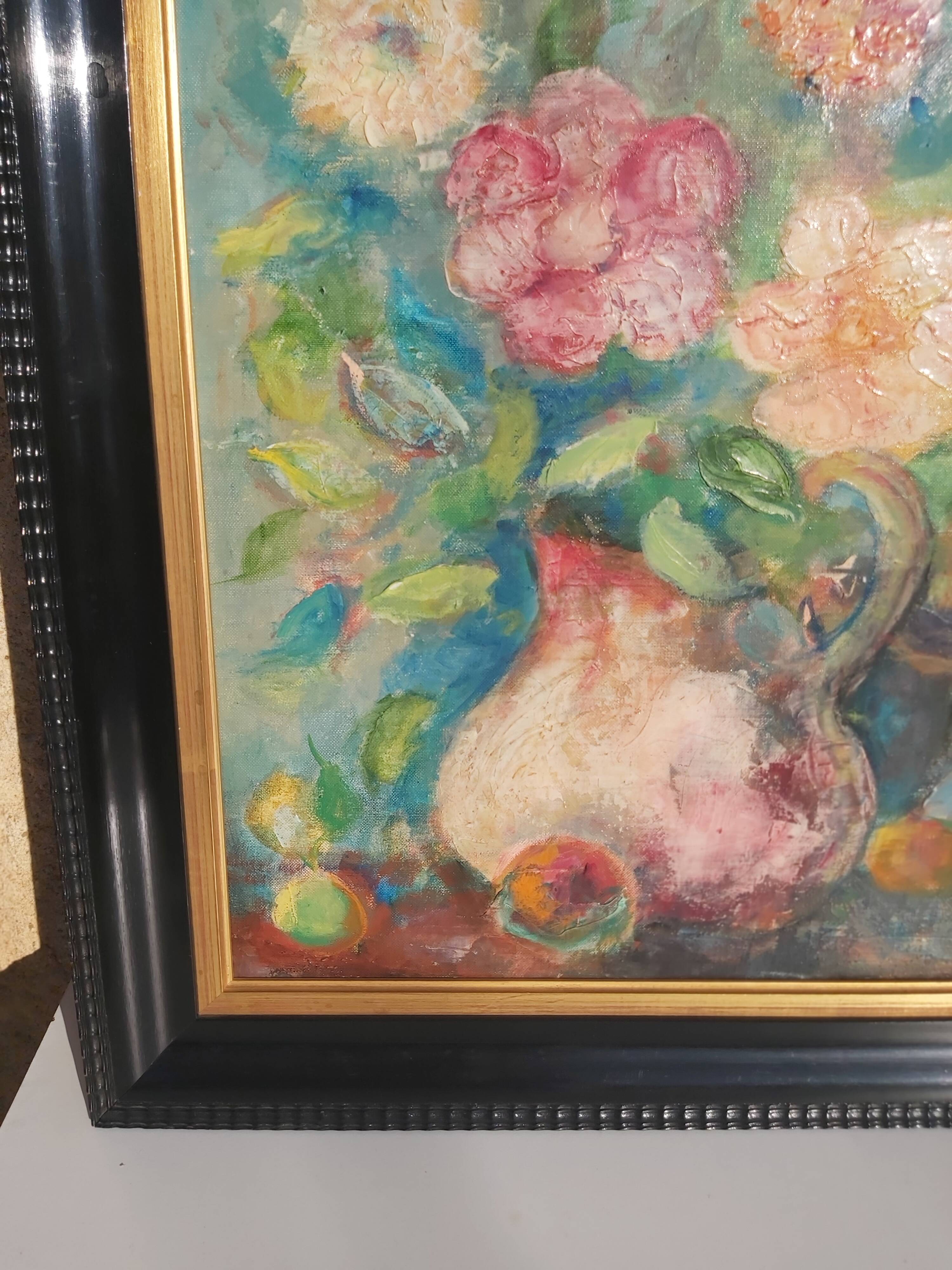 Oil on canvas bouquet of flowers Georges Benoit