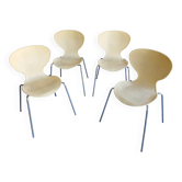 Set of 4 vintage design chairs – cream & chrome