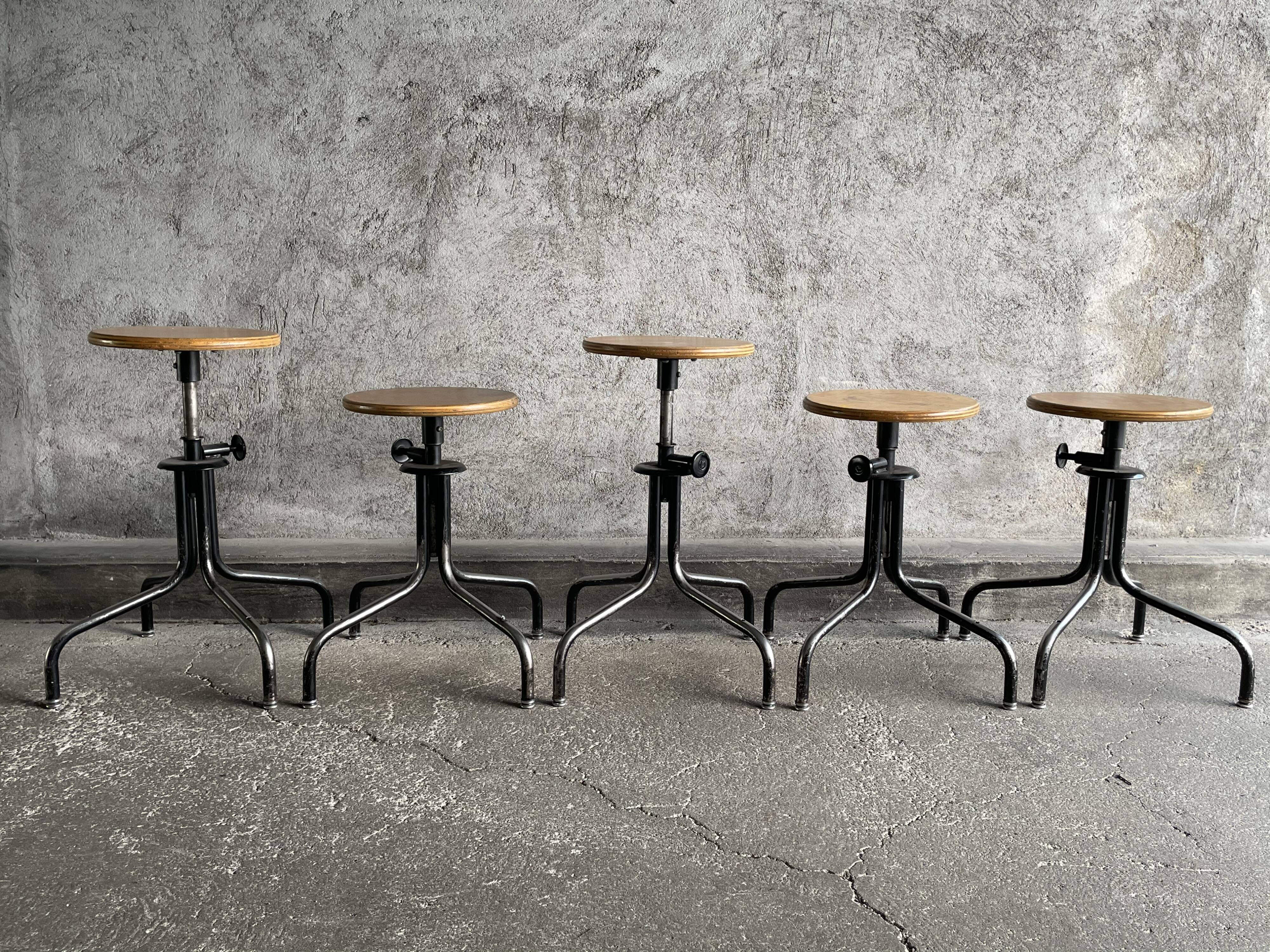 Set of 5 flambo adjustable industrial stools