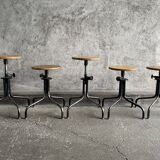 Set of 5 flambo adjustable industrial stools