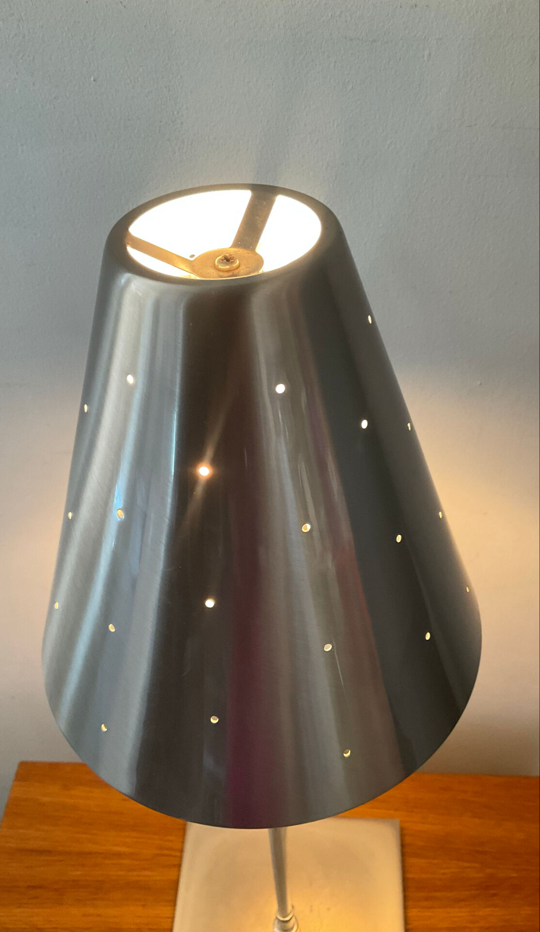 Brushed aluminium design lamp