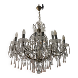 Large Crystal Beaded Pink Murano Glass Chandelier