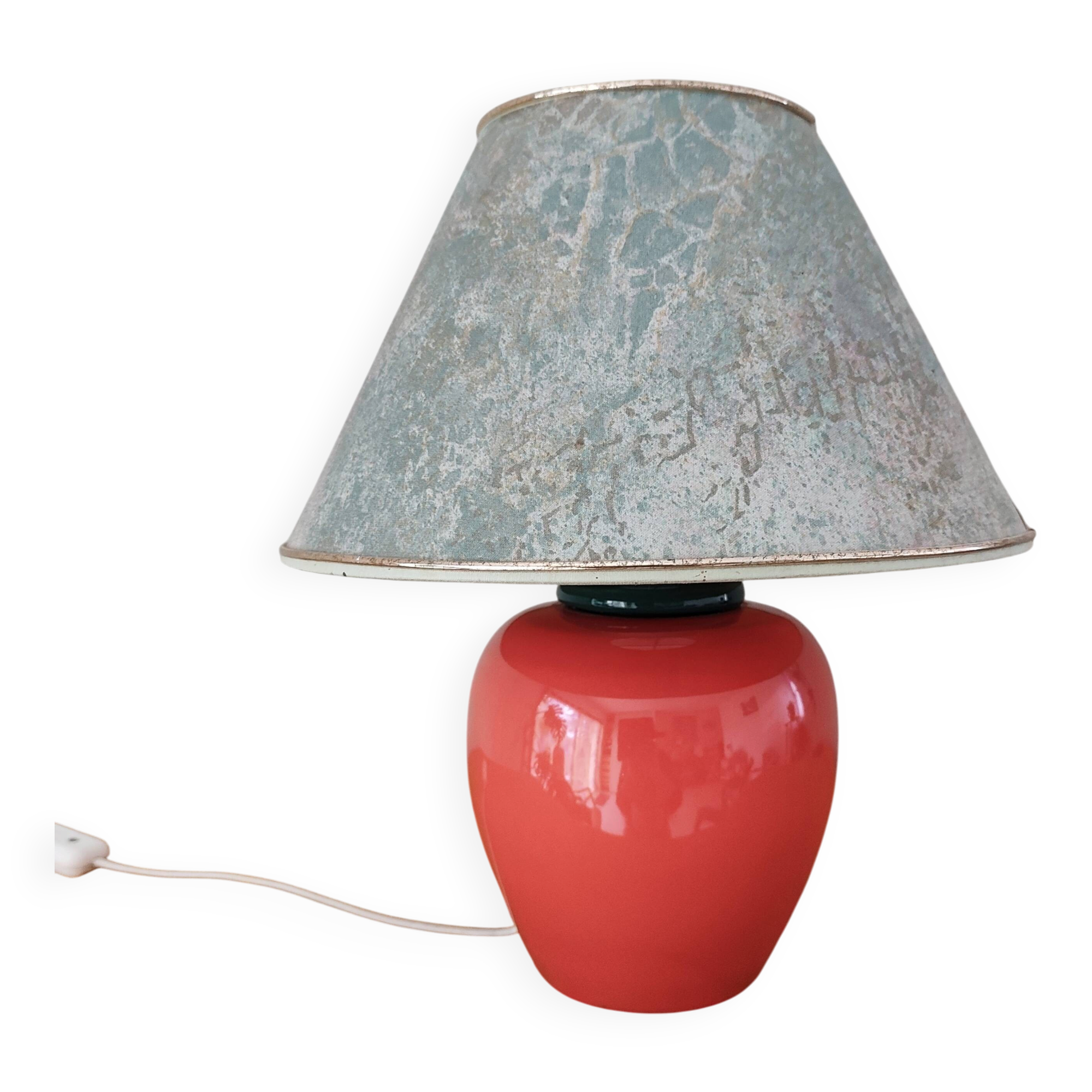 Vintage ceramic lamp with a patinated shade