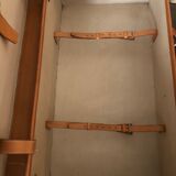 Former leather trunk with Louis Vuitton label holder