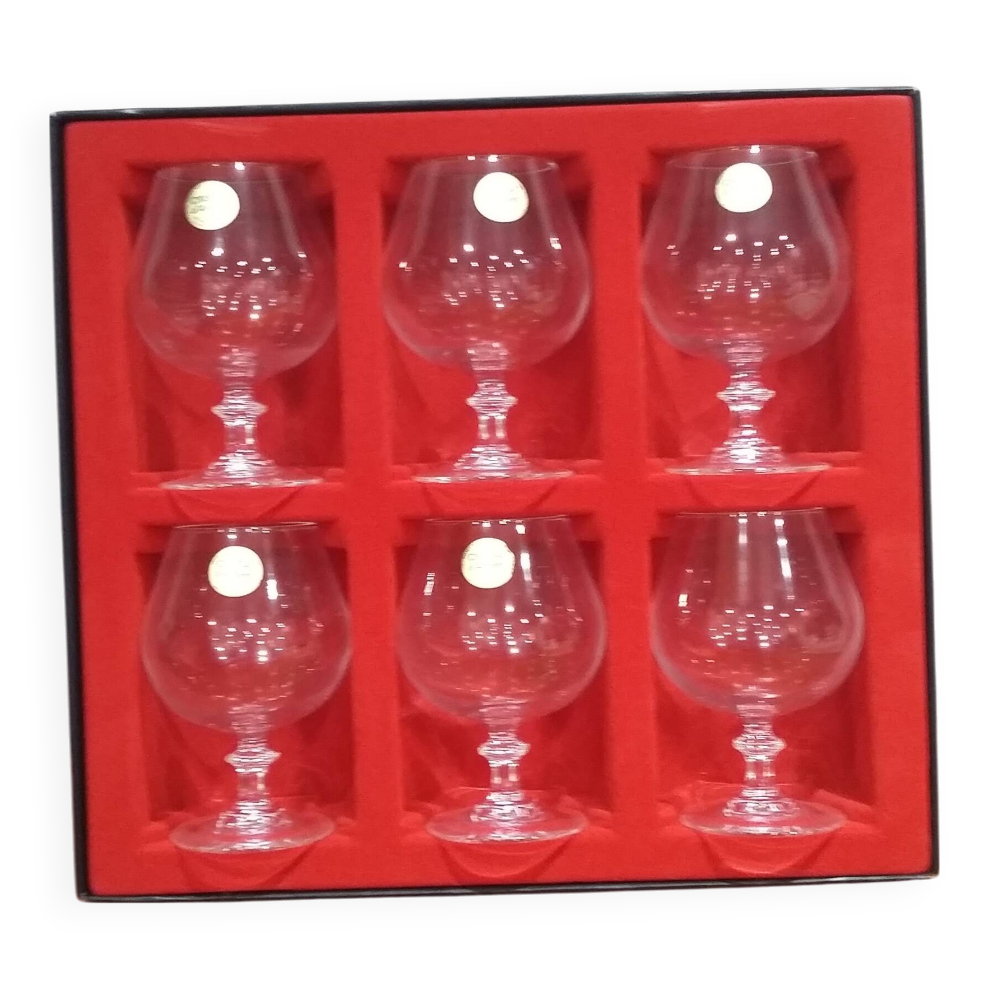 Very Pretty Set of 6 Arques Crystal Cognac and Brandy Glasses