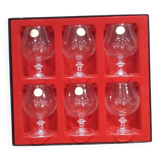 Very Pretty Set of 6 Arques Crystal Cognac and Brandy Glasses