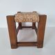 Marche pied / Tabouret en bois et paille
