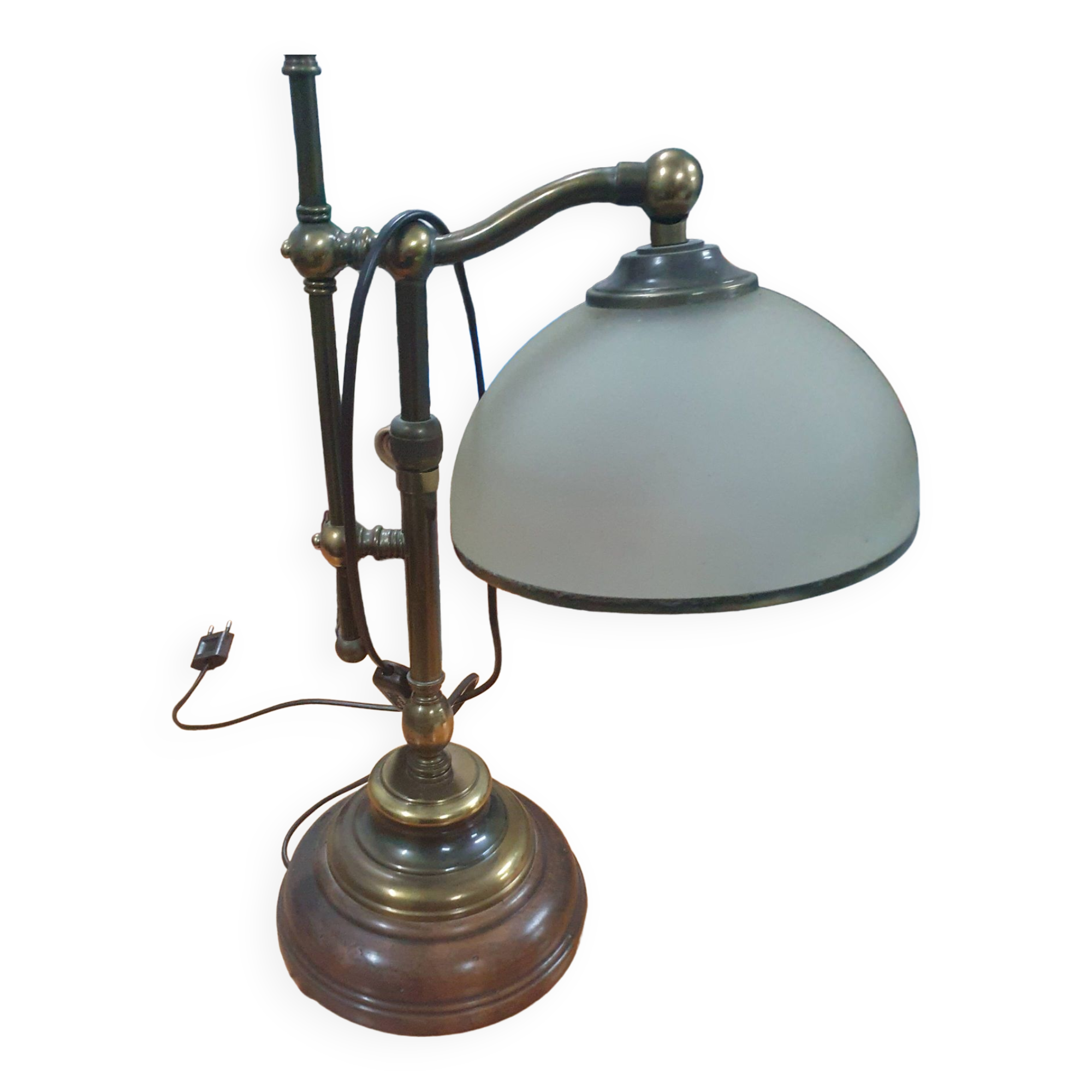 Wood and bronze desk lamp