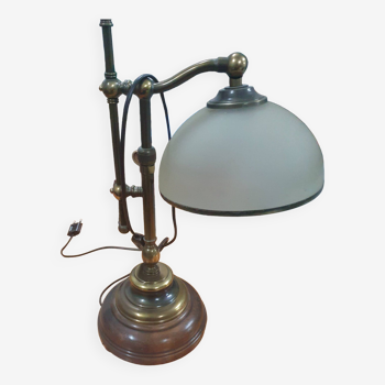Lampe de bureau bois et bronze
