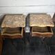 Pair of Louis XV style curved bedside tables in marquetry