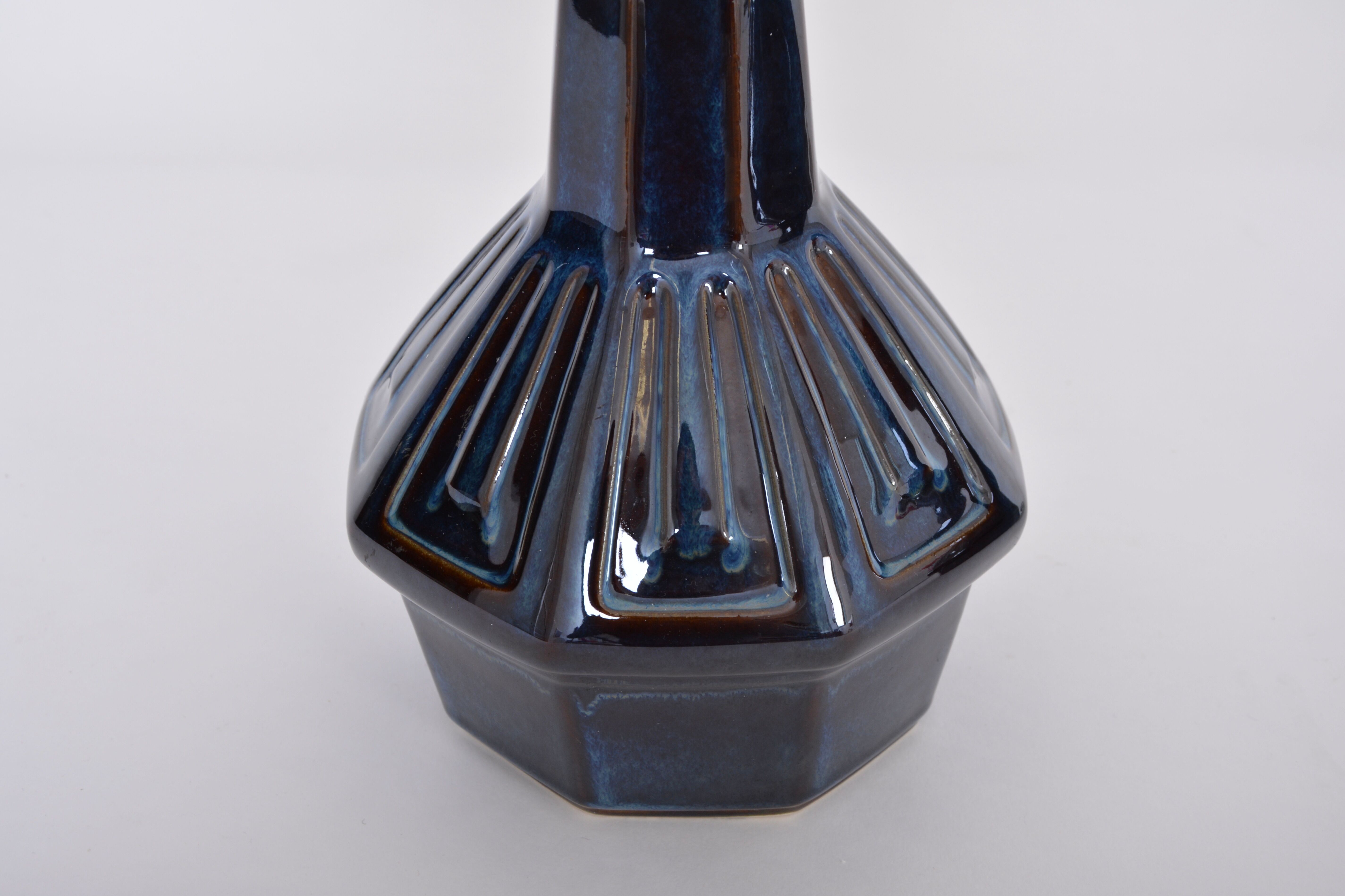 Pair of blue mid-century table lamps model 1055 by Einar Johansen for Soholm