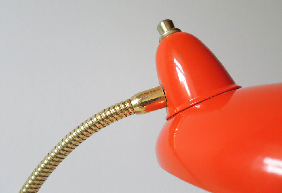 Orange flexible desk lamp