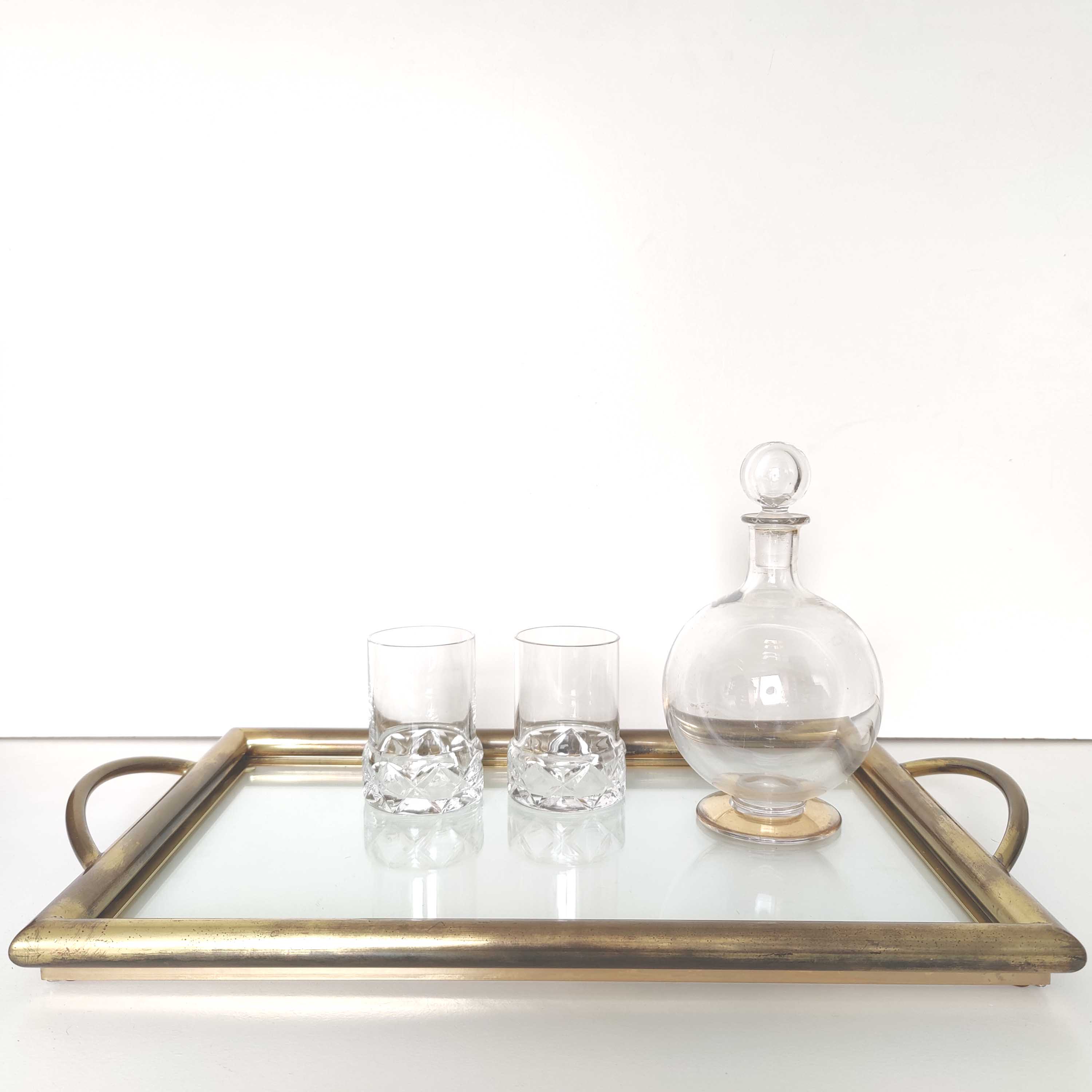 Plateau laiton et verre