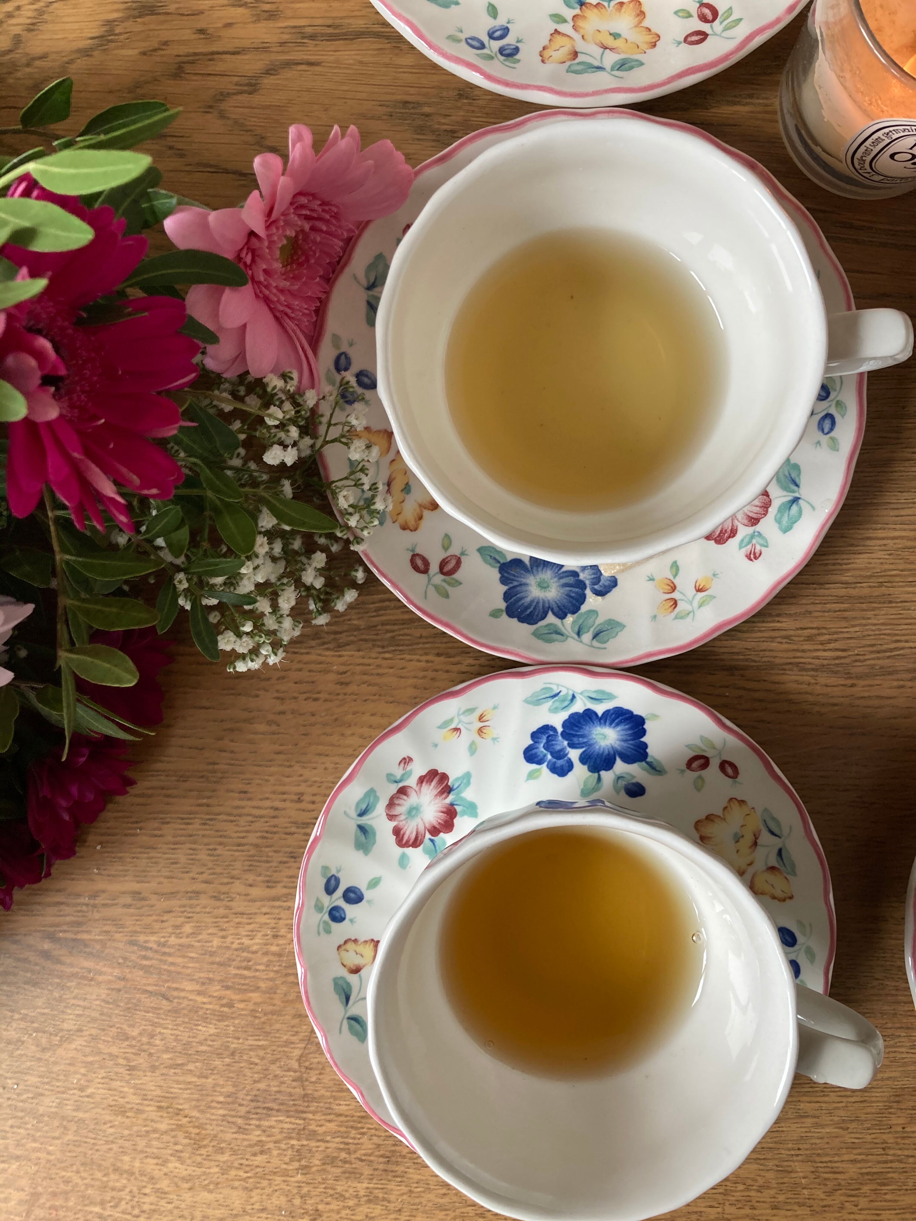 English flower porcelain tea service 6 people