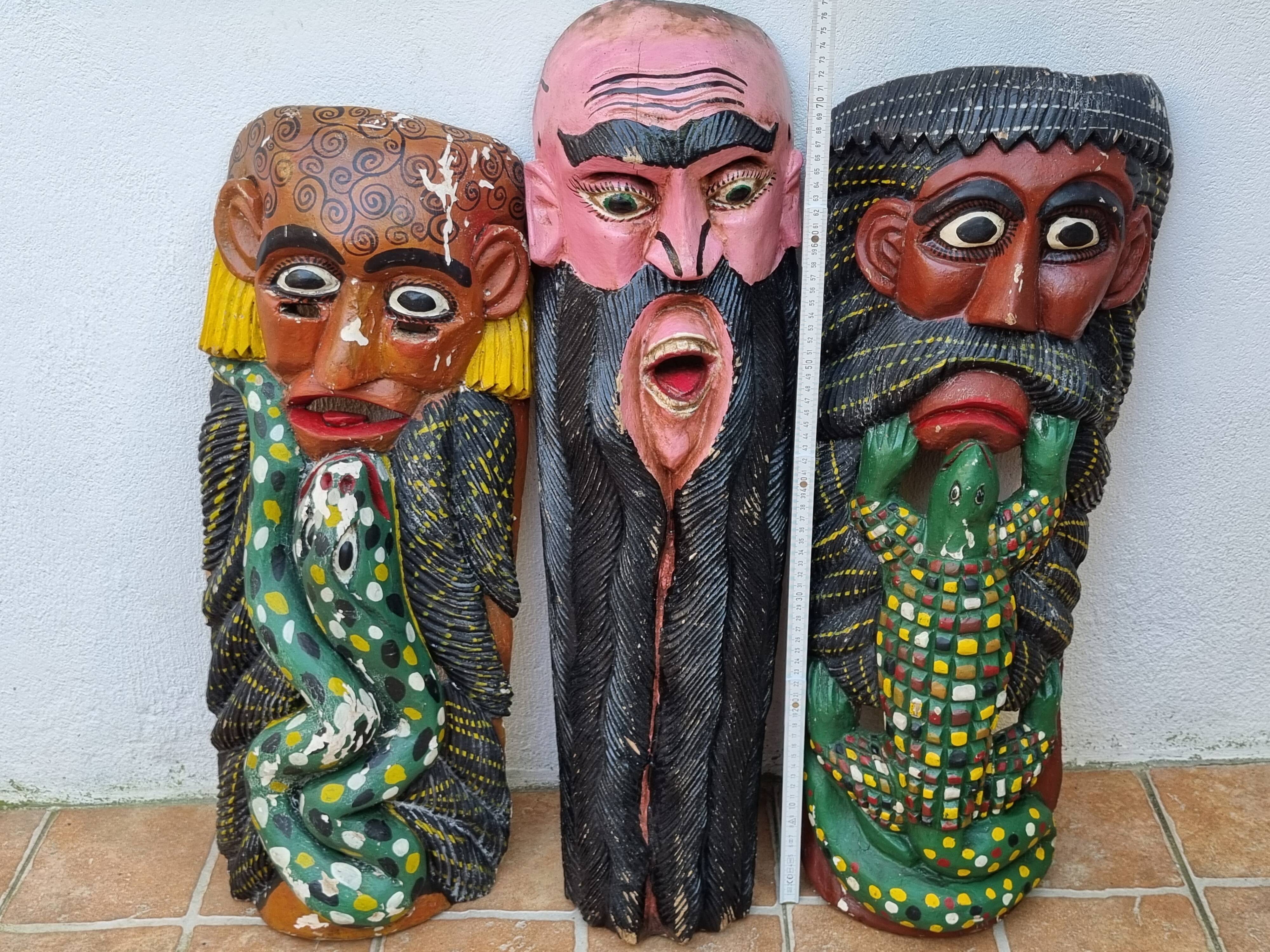Set of three Mexican folk dance masks, 75 cm