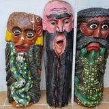 Set of three Mexican folk dance masks, 75 cm