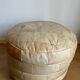 Brown and beige patchwork leather pouf from sede
