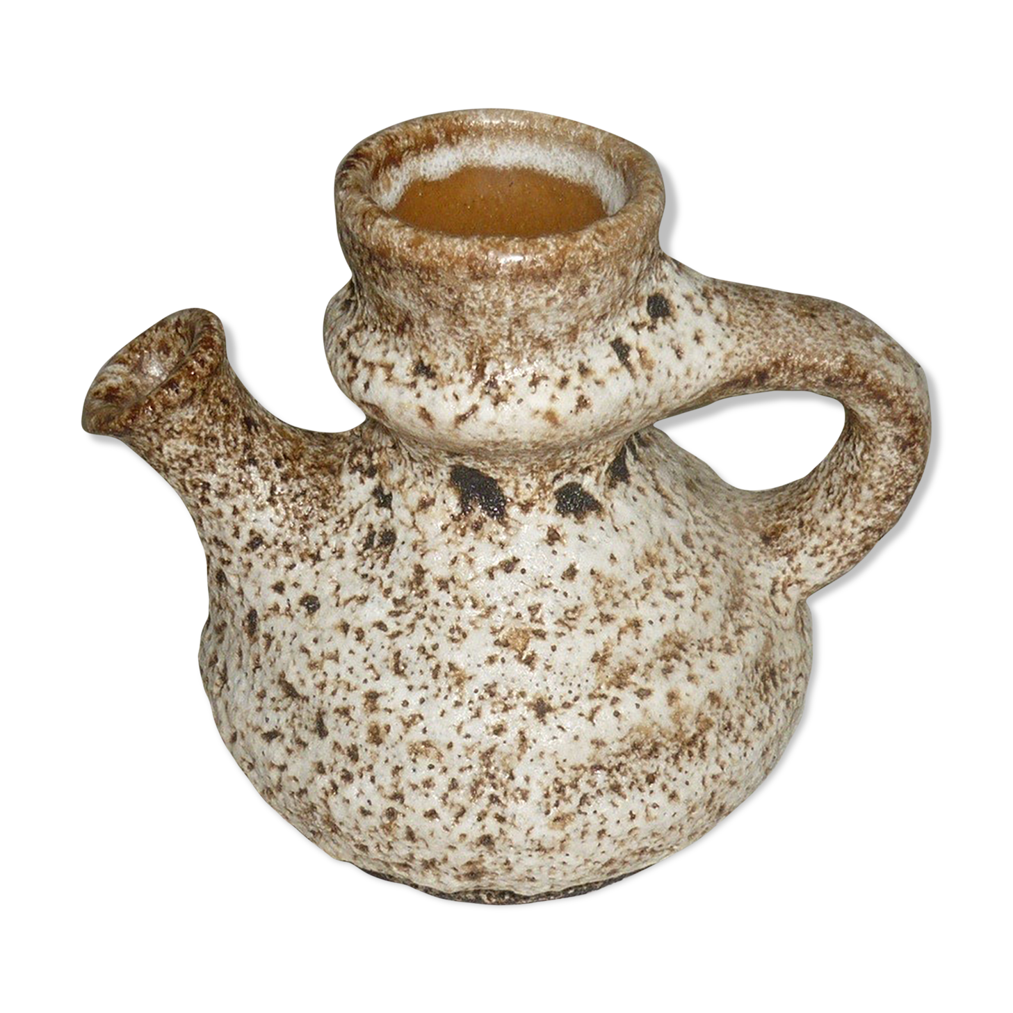 Ceramic pitcher fat lava greige and brown