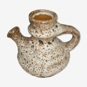 Ceramic pitcher fat lava greige and brown