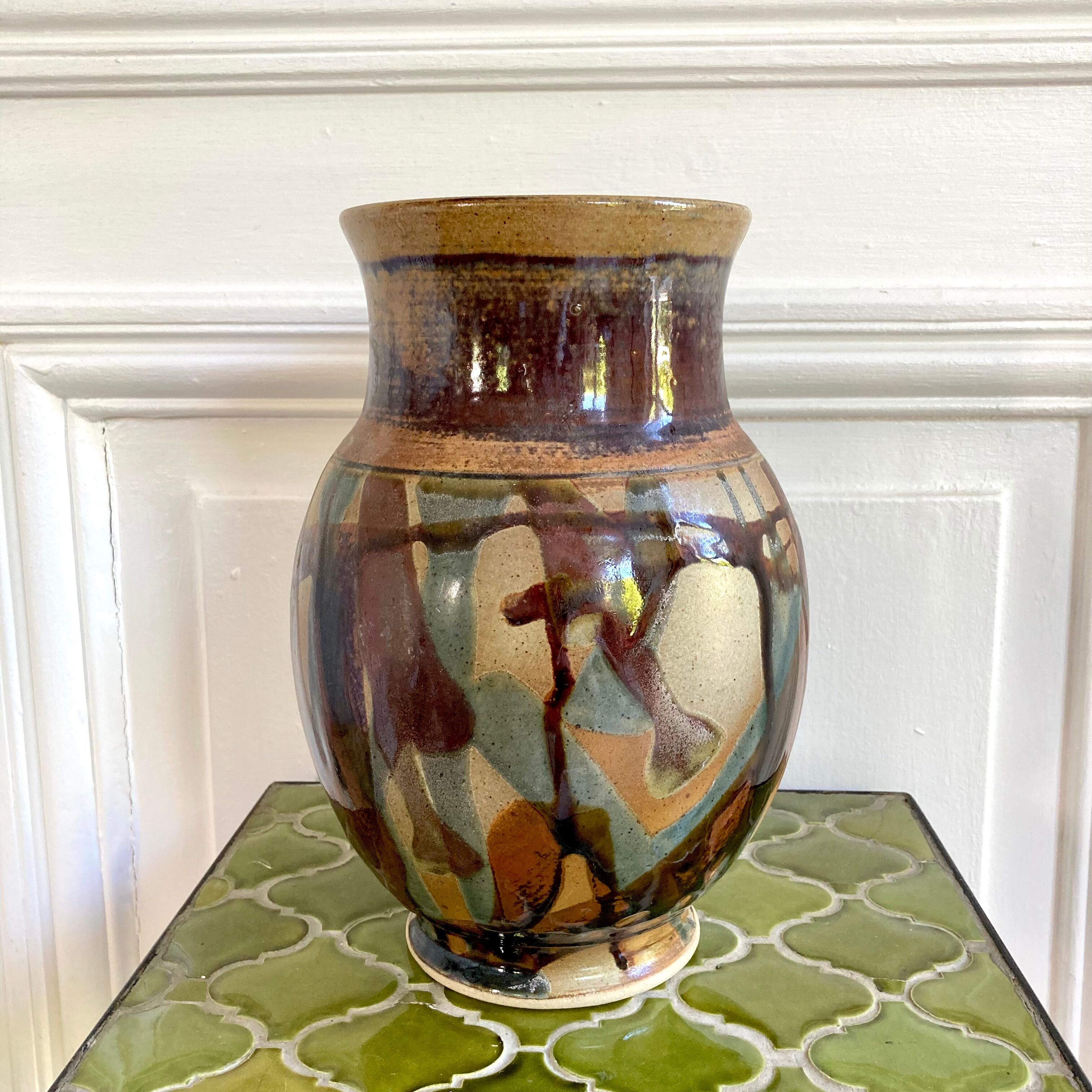 Vase poterie émaillée céramique signée