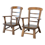 Set of two oak lounge chairs