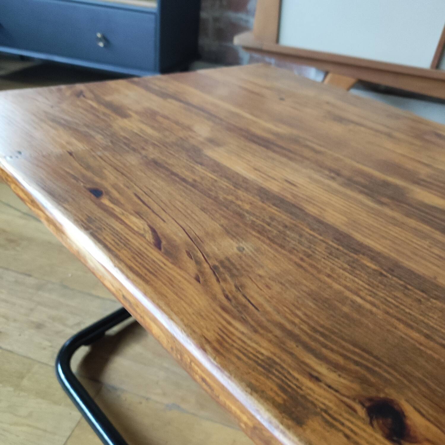Industrial metal and wood coffee table