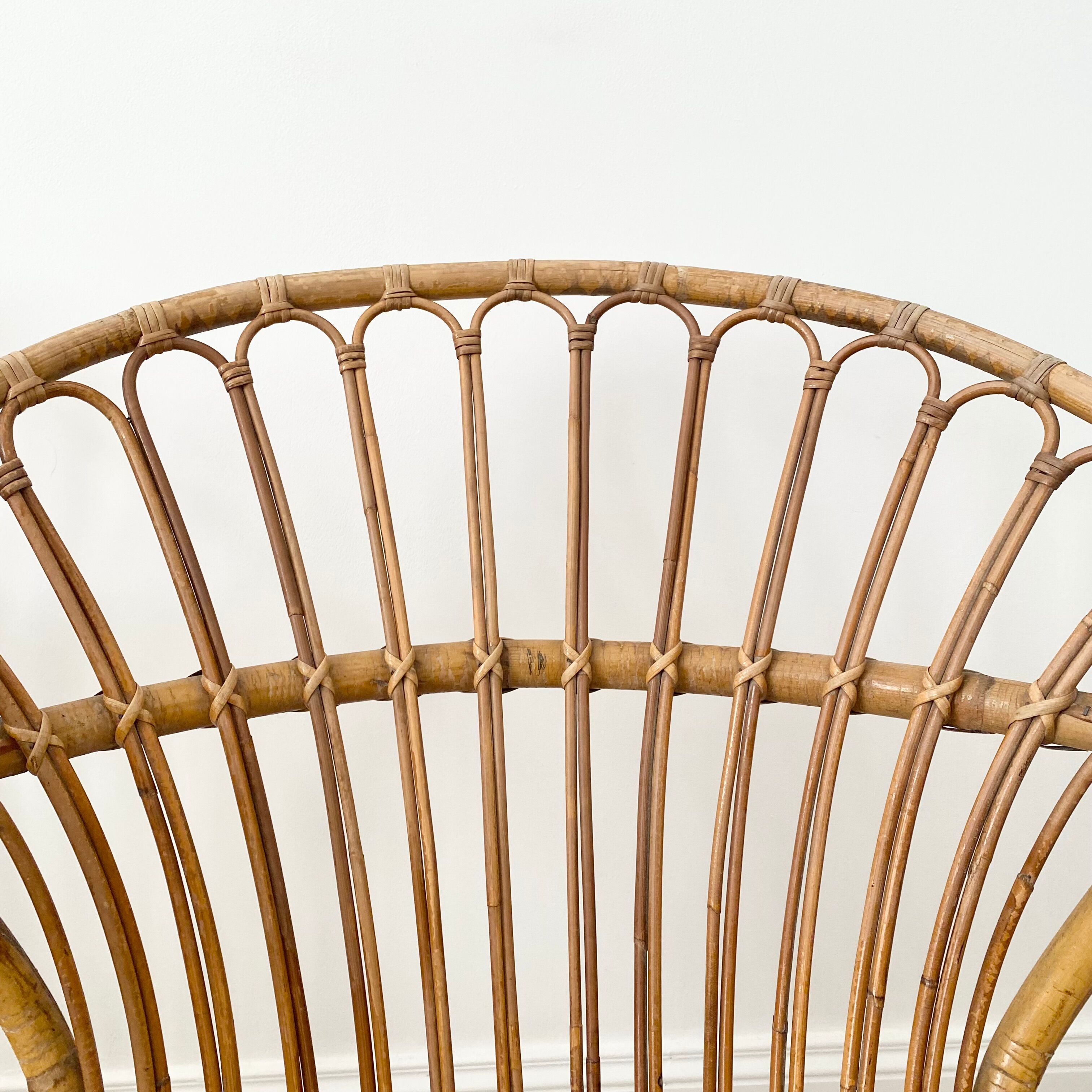 Vintage rattan shell armchair