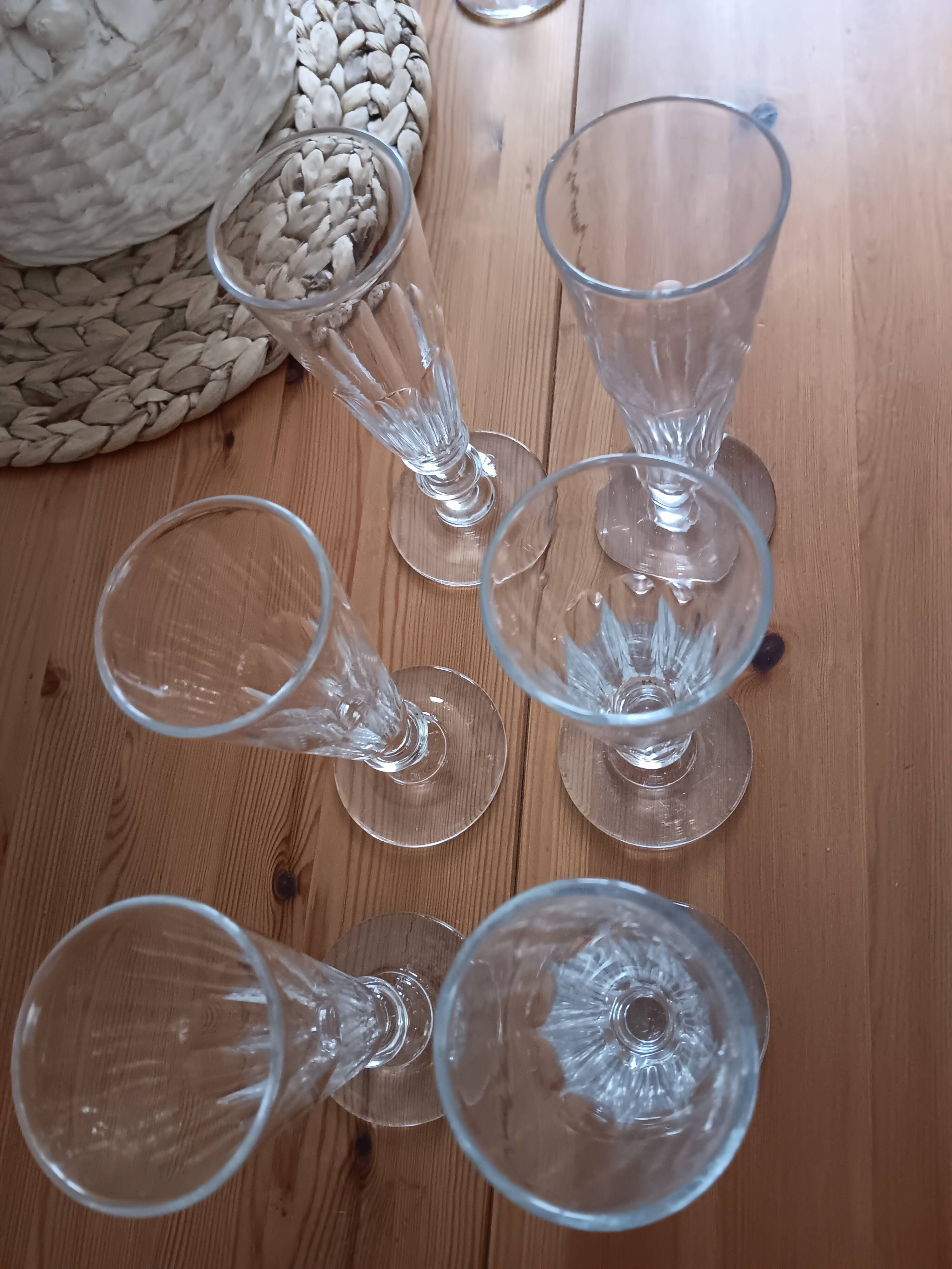6 antique champagne flutes